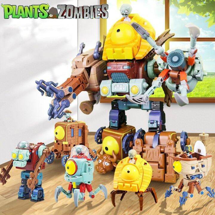 5 In 1 Plants Vs Zombies Assembly Deformation BOSS Giant Zombie Robot Action Figure Model Toys