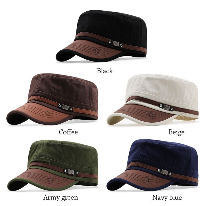 897gongs-สำหรับผู้ชาย-ปรับได้ปรับได้-ผ้าคอตตอน-หมวกบังแดด-หมวกนักเรียนนายร้อย-หมวกกองทัพ-หมวกแก๊ปเบสบอล