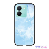 Volans สำหรับ Vivo Y36 Y36 5G มีสีสันหรูหราและสีน้ำเงินเมฆสีขาวท้องฟ้าเคสโทรศัพท์มันวาวกระจกเทมเปอร์ปลอกเคสประกบหลังแบบแข็ง