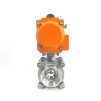 DN40 Three piece High Platform Pneumatic Ball Valve 1-1/2" Stainless steel Q611F-16P Single Acting Cylinder