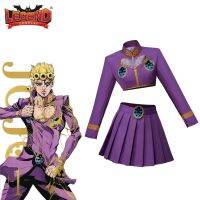 Anime Jojos Bizarre Adventure Cosplay Outfits Giorno Giovanna Cosplay Crop Top Mini Skirt Set GIOGIO Costume Purple Dress Suit