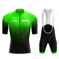 Fluorescent Green Cycling Jersey 2022 STRAVA Short Sleeve Bicycle Clothing Men Sportswear Outdoor Mtb Ropa Ciclismo Bike Uniform