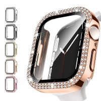 Diamond Cover For Apple watch Case 45mm 41mm 44mm 40mm 42mm 38mm Bling Bumper Screen Protector Glass iWatch series 7 3 4 5 6 se Cases Cases