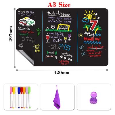 A3 Size Magnetic Blackboard Chalkboard Fridge Sticker Dust-free Chalk Board for Kids School Supplies Office Supplies Black Table