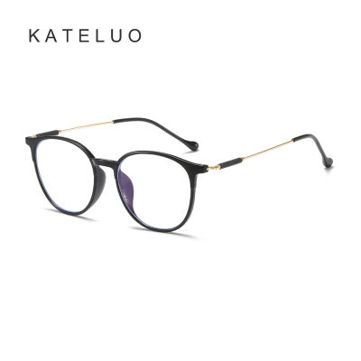 KATELUO แว่นสายตากลมป้องกันแสงสีฟ้ากรอบแว่นตาตามใบสั่งแพทย์แฟชั่นผู้หญิงแว่นตาคอมพิวเตอร์8841