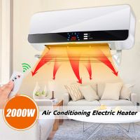 LED Display Wall Mounted Air Conditioner Electric Heater Fan Household PTC Remote Control Timer Waterproof 3 Gear Warmer