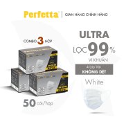 Combo 3 Hộp Khẩu Trang Y Tế 4 Lớp Perfetta Ultra Xuất Khẩu 50 cái hộp