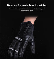 Winter Themal Touchscreen Gloves Anti-Slip Windproof Cycling Gloves W Fleece Lining Adjustable Zipper Anti-Lost Buckle Camping