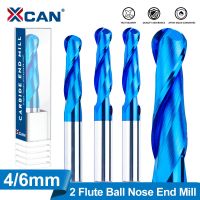 XCAN Ball Nose End Mill 4/6mm Shank 2 Flute CNC Router Bit Nano เครื่องตัดคาร์ไบด์เคลือบสีน้ําเงิน