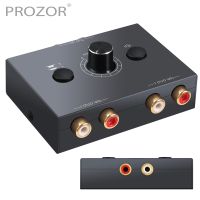 PROZOR 2x1 or 1x2 RCA Stereo Audio Switch Switcher Bi-Directional R/L Stereo Audio Splitter with Volume Control Plug and Play