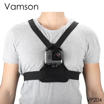 Vamson อุปกรณ์เสริมสำหรับ Go Pro สายรัดหน้าอกสายรัดของร่างกายที่ยืดหยุ่นขายึดกล้องโกโปร Hero 8 7 6 5สำหรับ Yi สำหรับ Vp204ขาตั้งกล้อง