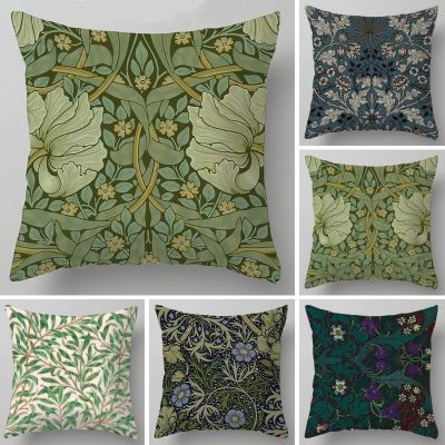 【CW】✗♨  European Pastoral Floral Print Pillows Painted Flowers Leaves Throw Farmhouse Sofa Couch