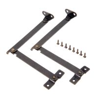 2pcs  Lid Support Hinges Stay Antique Bronze 108*11mm Iron decor hinge Box Furniture Hardware Cabinet Door Kitchen with screws Door Hardware Locks