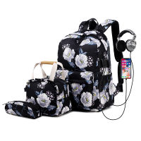 กระเป๋าเป้สะพายหลังเด็กสำหรับเด็กผู้หญิง School Bookbag Set 3 In 1 Primary School Laptop Backpack Waterproof Nylon Travel Daypack