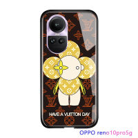 Serpens เคสสำหรับ OPPO Reno10 Pro 5G แฟชั่นผู้หญิงหรูหราแบรนด์สำหรับเด็กผู้ชายโลโก้มันวาวเคสฝาหลังกระจกเทมเปอร์กันกระแทก