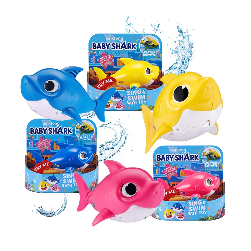 Robo Alive Junior Baby Shark Battery-Powered Sing and Swim Bath Toy by ZURU New 