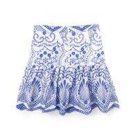 【CC】☃  UNIZERA 2023 New Womens Wide Pleated Hollow Out Embroidery Skirt Waist breasted A-line