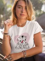 Disney 101 Dalmatians Cute T Shirt Women Love Hugs Print Harajuku Fashion Summer T-Shirt Korean Trend Ulzzang Tops For Ladies