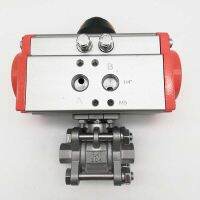 Stainless Steel 304 3 pcs Full Port 1/4 quot; / 1/2 quot; Pneumatic Ball Valve BSPT With Double Action Actuator PTFE seal 1.6mpa pressure