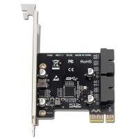 USB 3.0 PCI-E อะแดปเตอร์การ์ดขยาย2พอร์ต USB3.0ภายในหัว19/20ขา USB 3สำหรับ PCIE การ์ด PCI อะแดปเตอร์แบบเร็วเป็นพิเศษตัวแปลงเครือข่าย USB เครือข่าย USB