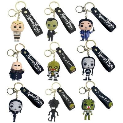 2D Cartoon Keychain Funny Silicone Doll Movie Addams TV Show Style Decorative Keyring Key Chains FansToy Gift Accessories dependable