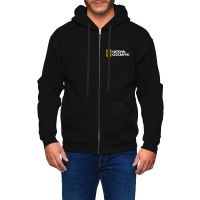 NATIONAL GEOGRAPHIC ซิป Hoodie แจ็คเก็ตผ้าฝ้ายเย็บปักถักร้อย Unisex แฟชั่นเสื้อกันหนาวลำลอง Street Wear