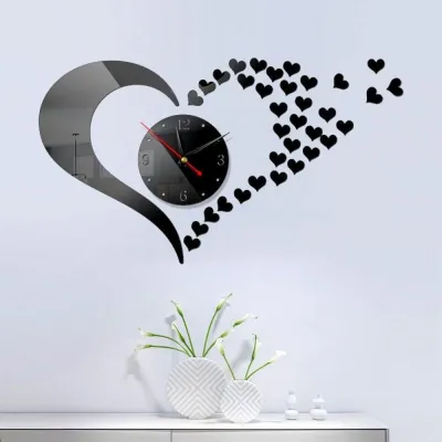 DIY Acrylic Mirror Clock European-style Wall Clock Acrylic Mirror Wall Clock Mute Digital Wall Clock Creative DIY Wall Clock