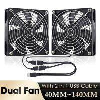 【YD】 GDSTIME 40mm 50mm 60mm 80mm 92mm 120mm 140mm 5V Powered USB Fans with 2 1 Cable for Receiver Cooling