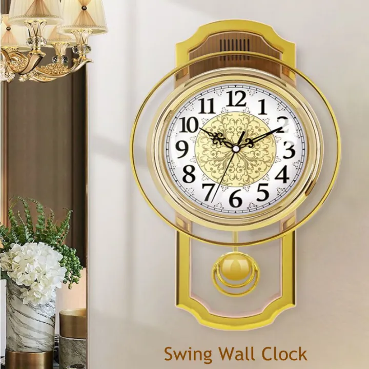 16นิ้วยุโรป Retro Swing Wall Clock ห้องนั่งเล่นแฟชั่นผนังห้องนอนควอตซ์
