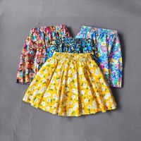 【CC】✱☫  Kids Cotton Print Pleated Skirt Big Tutu Skirts Elastic Waist