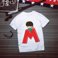 เสื้อยืดตัวอักษรภาษาอังกฤษน่ารักๆ ตัว M การ์ตูนชาย