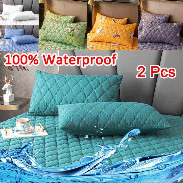 Quilted Pillow Case 2 Pcs Waterproof Pillow Protector 20X30 Inches
