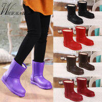 ฤดูหนาวที่อบอุ่น Rubbe แพลตฟอร์มรองเท้าหิมะวินเทจ EVA กันน้ำไม่ลื่นข้นกำมะหยี่ Rainboots 2022แฟชั่นใบบนรองเท้าทำงาน ~