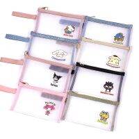 อะนิเมะ Sanrio ที่เก็บเครื่องสำอางถุงซิป Kuromi Hello Kitty การ์ตูน Dompet Koin ตาข่ายสามมิติถุงใส