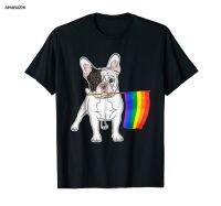 ข้อเสนอพิเศษ ผู้ชายแฟชั่นแขนสั้น Tshirt เกย์เลสเบี้ยน Lgbt Pride Flag ฝรั่งเศส Bulldog เสื้อสุนัขคนรักครอบครัว T เสื้อS-5XL