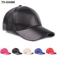 Leather cap plate baseball hats for men and women age season pu ms monochromatic tourism hat