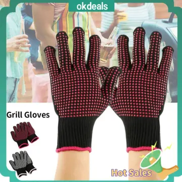 1-2PC Silicone Kitchen Glove Heat Resistant Oven Bbq Cooking Mitts Grill  Gloves