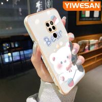 YIWESAN เคสสำหรับ Huawei Mate 20 Pro Mate เคส20X การ์ตูนน่ารักดีไซน์ใหม่หมีขาวหรูหราลายขอบเคสซิลิโคนนิ่มคลุมทั้งหมดเคสป้องกันทนแรงกระแทกกล้อง