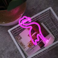 Flamingo Neon Sign Night Light Lamp with Holder Base Decorative Marquee Signs Light for Living Room Party Kids Toy Birthday Gift