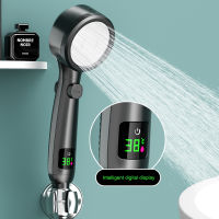 Inligent Digital Display Black Sprinkler Head for Bathing Shower Pressurized Large Water Output Bathroom Rain Shower Head