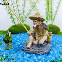 Studyset IN stock Resin Micro Landscaping Sculpture Ornaments Old Man Fishing Artificial Ornaments For Aquarium Decoration