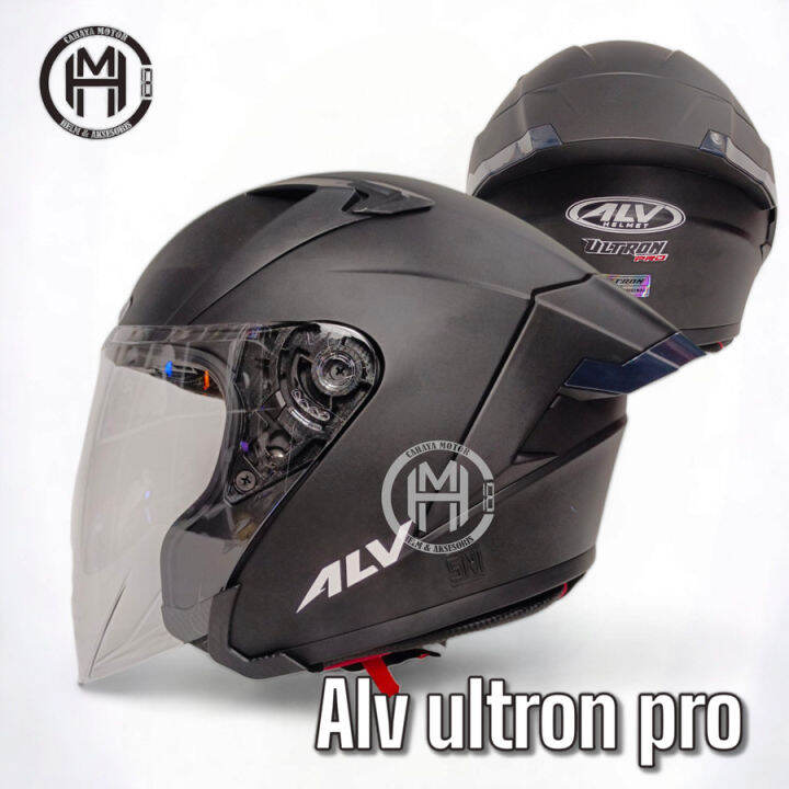 Helm Alv Ultron Pro Black Dof Helm Half Face Singgle Visor Lazada