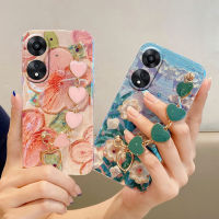 เคสโทรศัพท์สำหรับ Oppo ภาพ A38ฝาครอบเนื้อนิ่ม TPU ดอกไม้ประดับพลอยเทียมพร้อมสร้อยข้อมือรูปหัวใจแฟชั่น