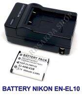 (Saving Set 1+1) EN-EL10  ENEL10 แบตเตอรี่และแท่นชาร์จสำหรับกล้องนิคอน Battery and Charger For Nikon Coolpix Cameras S80,S200,S210,S220,S230,S500,S510,S520,S570,S60,S600,S700,S3000,S4000,S5100 BY PRAKARDSAKDA SHOP