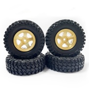 4PCS 1.0 Tires and Brass Beadlock Wheel Rim Set for 1 24 RC Crawler Car