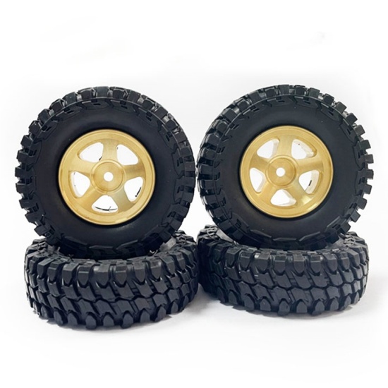 4pcs 1.0 tires and brass beadlock wheel rim set for 1 24 rc crawler car - ảnh sản phẩm 1