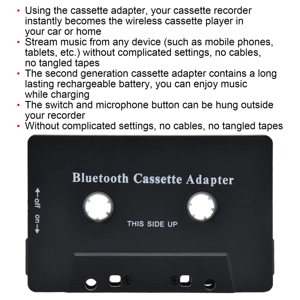Car Cassette Audio Receiver, Bluetooth Cassette Tape Adapter with