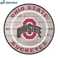 ทีม Ohio State Buckeyes ภาพวาด MDF ไม้ทรงกลมแขวนผนังของขวัญตกแต่งบาร์ที่บ้าน