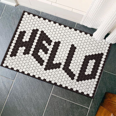 Nordic Letters Hallway Mat PVC Cuttable Mosaic Entrance Rug Carpet Area Anti Dust Floor Pad Welcome Doormat Aesthetic Home Decor