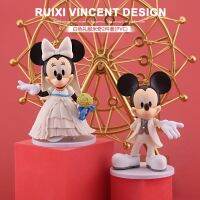 2023 New 2pcs/set 12cm Princess Mickey Minnie Model Figure Dolls Cute Mickey Mouse Action Toy Wedding Party Decorative Ornament